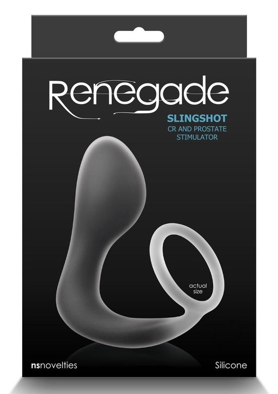 Renegade Slingshot Silicone Cock Ring and Prostate Plug – Black