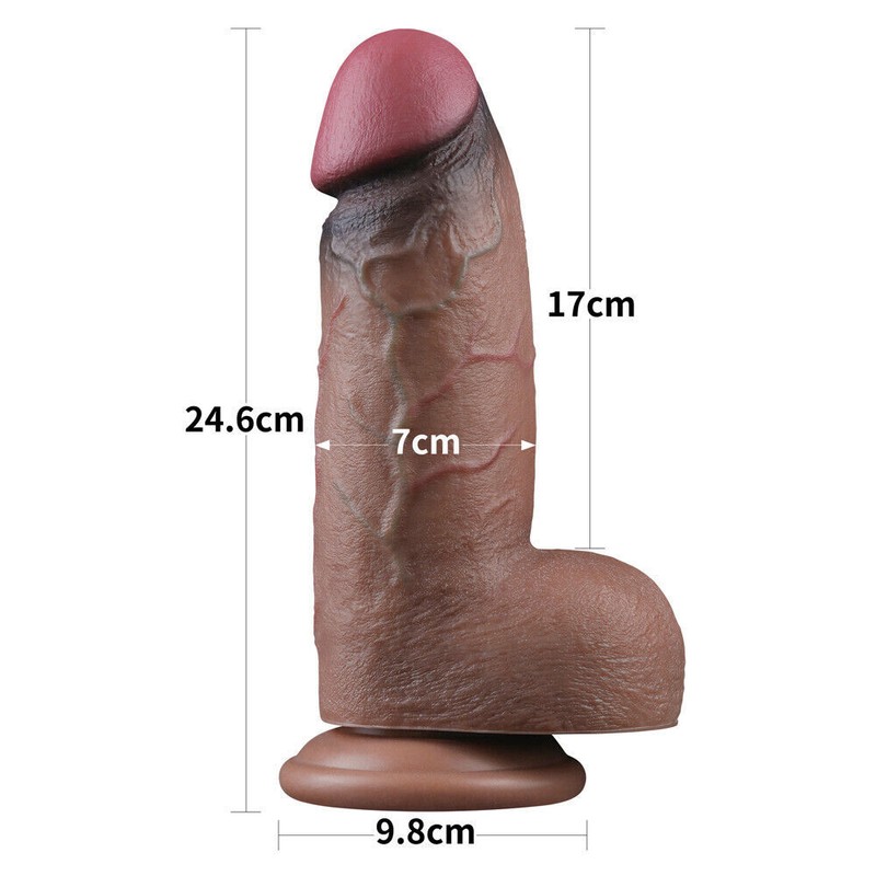 Lovetoy 7" - 13" Dual Layered Silicone Cock Dildo w/ Suction Cup, XXL, Big Dicks gallery