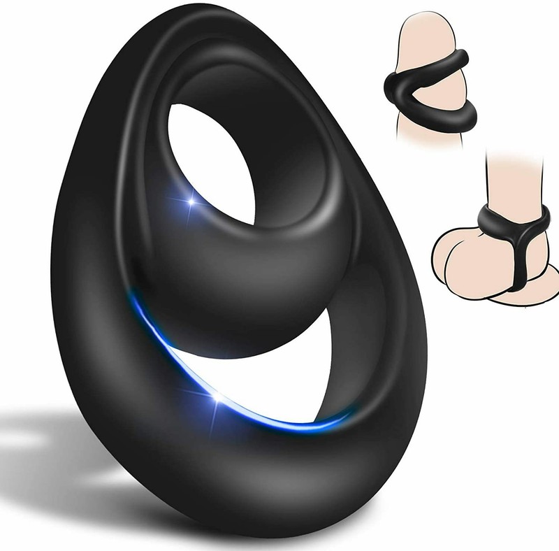 Double Cock Ball Strap Get Hard Last Longer Penis Ring Enlarger Sex Ring Toy Men