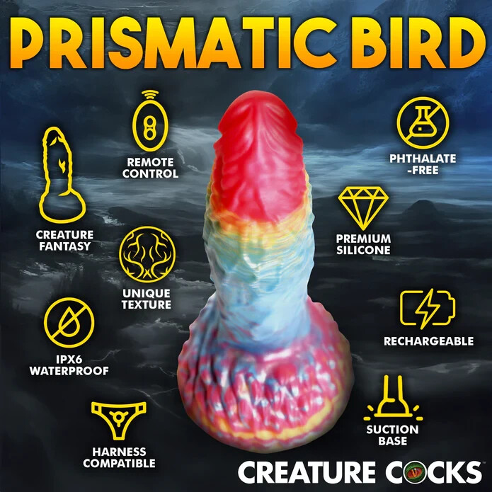 Creature Cocks Rainbow Phoenix Vibrating Silicone Dildo gallery