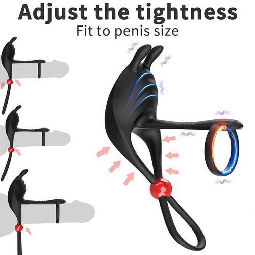 Ejaculation Delay Couples Penis Stretcher Vibrator Double Cock Ring Adjustable gallery