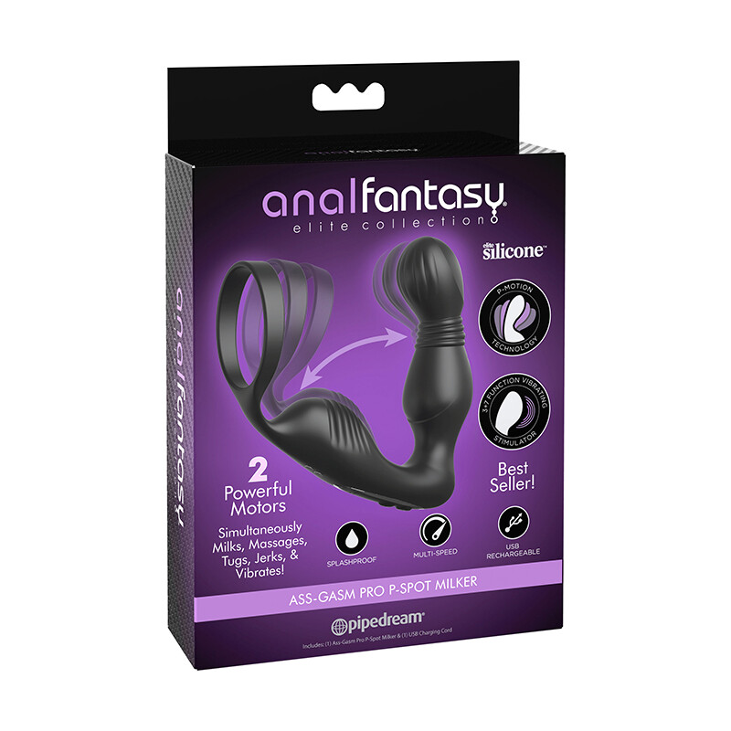 Anal Fantasy Elite Ass-Gasm Pro P-Spot Vibrating butt plug and cock ring Milker