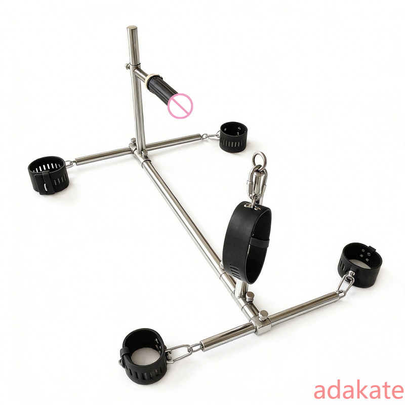 Unisex Stainless Steel BDSM Bondage Set Dildo Handcuffs Wrist Cuffs Neck Collar gallery