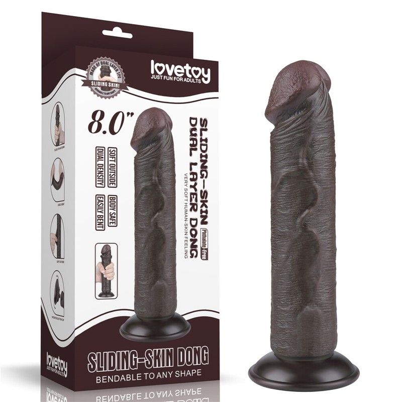 Lovetoy 8 inch Realistic Sliding Skin Dildo Dual Layer Suction Cup Cock No Balls gallery
