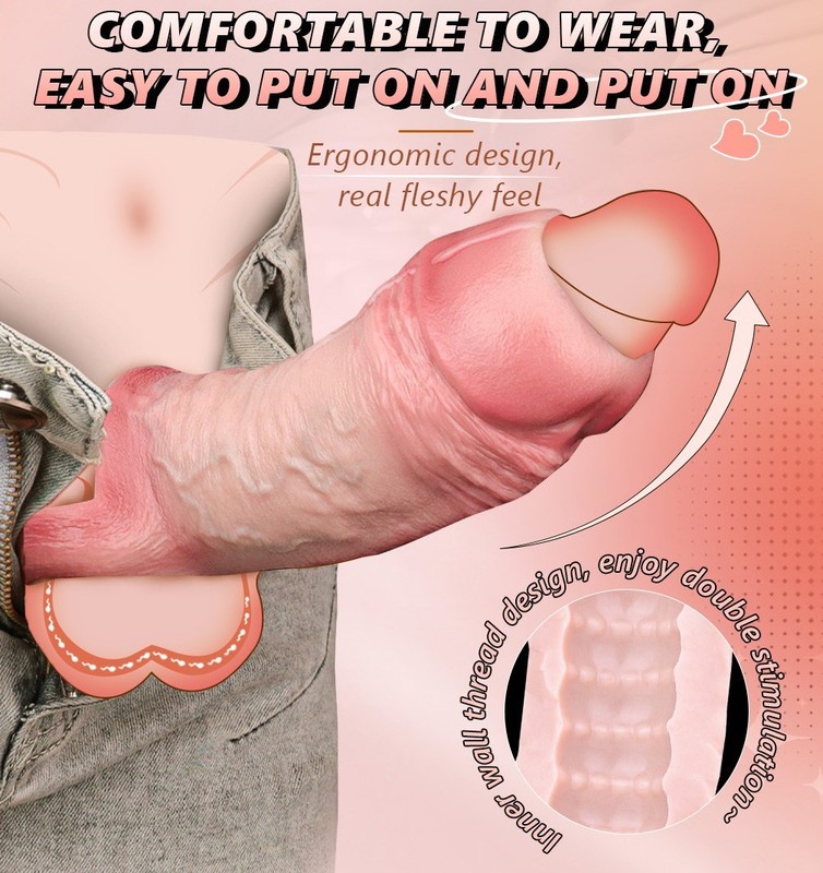 Reusable Thick Penis Extender Sleeve Extension Big Male Girth Enhancer Enlarger gallery