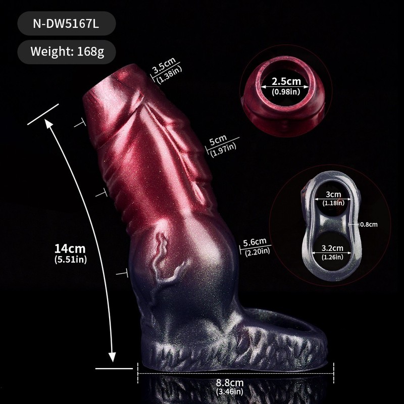 Male L/XL Silicone Knot Cock Sheath Textured Penis Sleeve Dick Extender Sex Toys