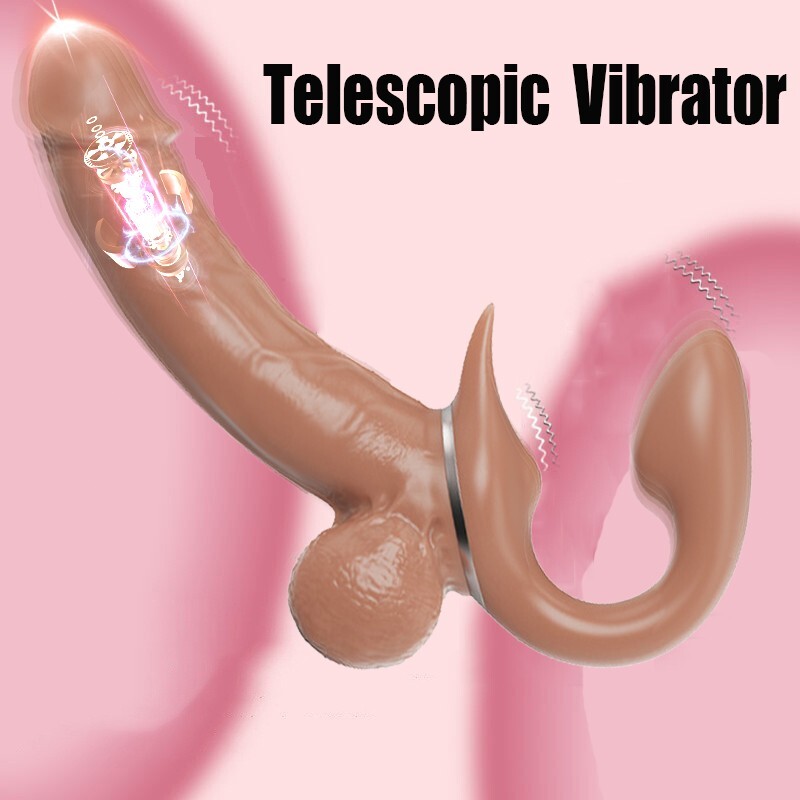 Double Ended Strap On Dildo Strapless Vibrating G-Spot Women Lesbian Sex Toys US gallery