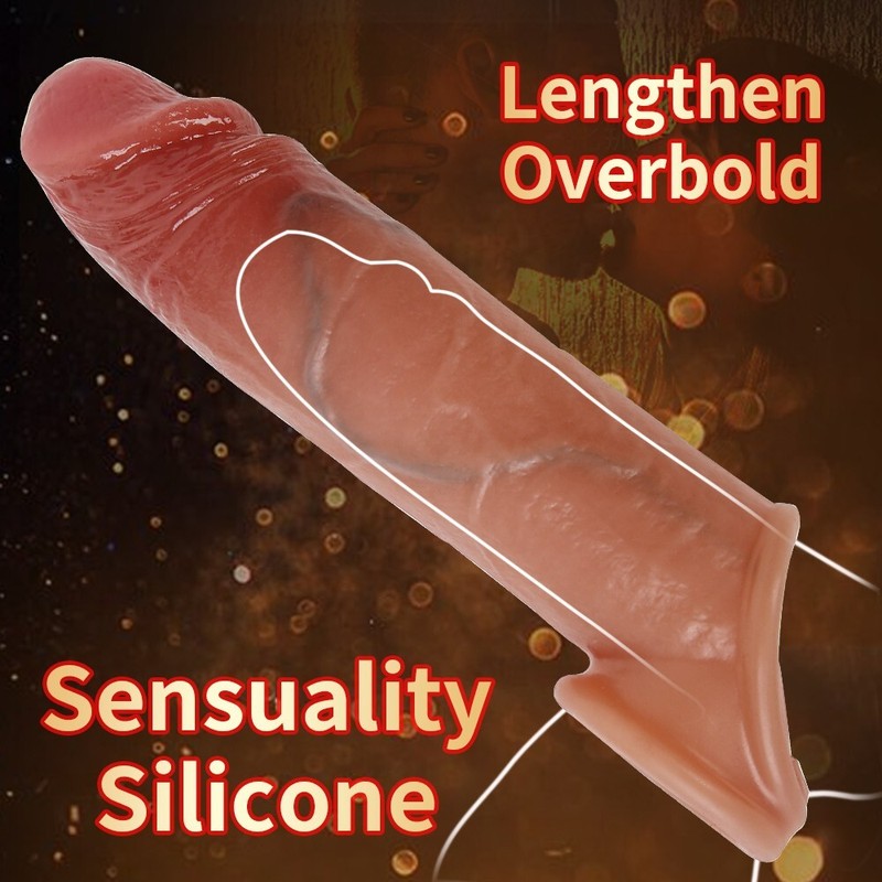 Silicone Realistic Cock Sleeve Penis Girth Extension Dick Extender Real Enlarger gallery