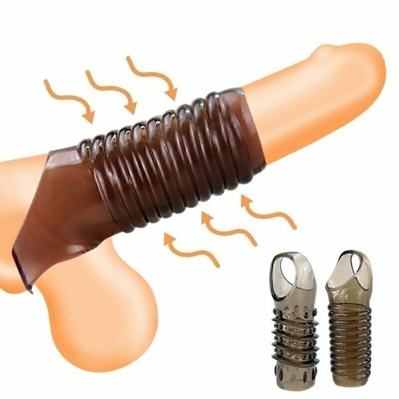 2 PCS Penis Sheath Extender Enlarger Enhancer Male Cock Sleeve Girth