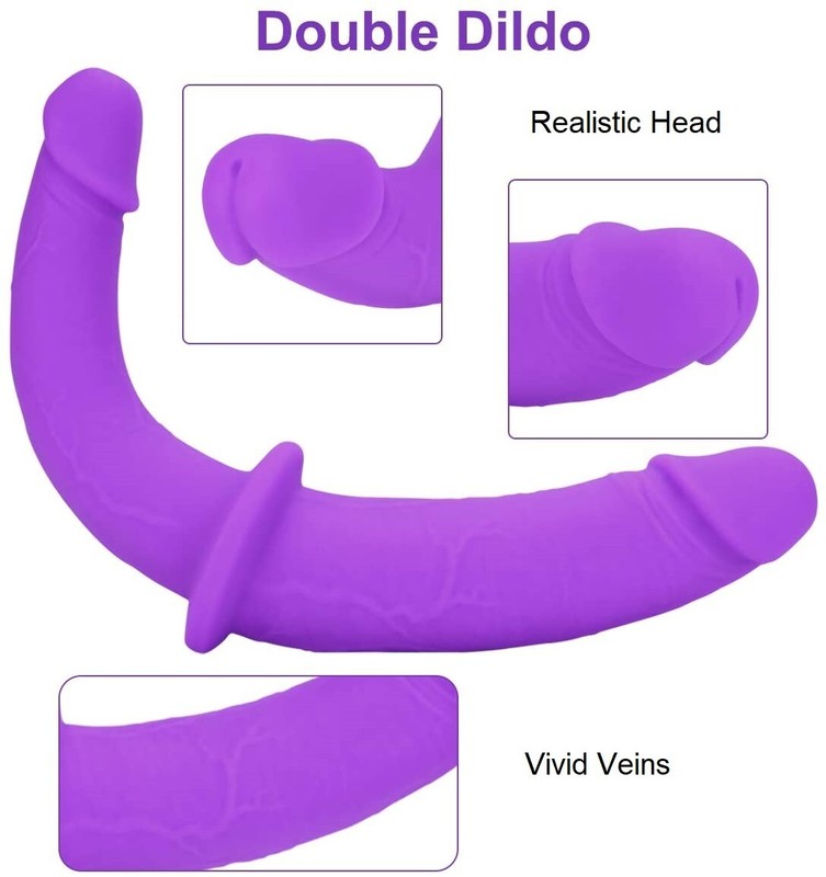 Double Ended Strap On Dildo Strapless Anal Plug G-Spot Women Lesbian Sex Toy gallery