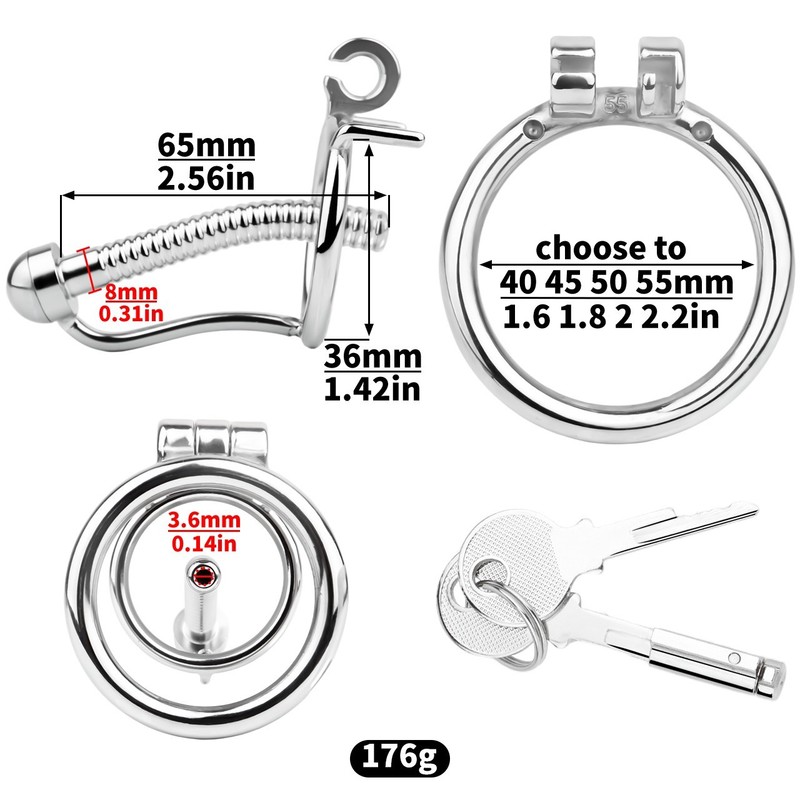 Stainless Steel Chastity Cage for Men, with Urethral Tube, BDSM Training Toy gallery