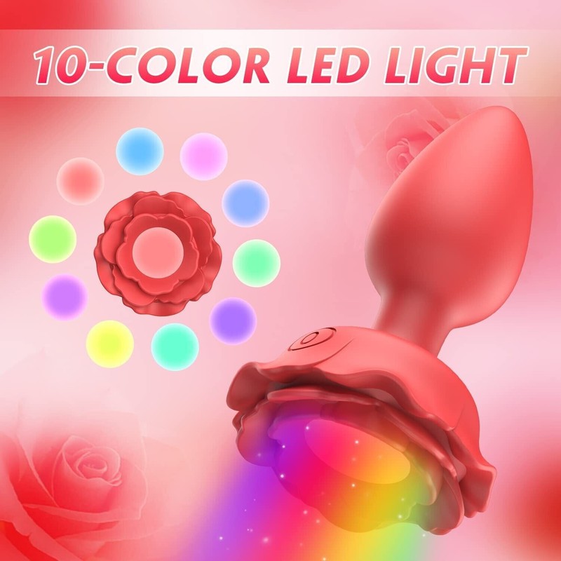 Anal Butt Plug Rose Vibrator Prostate Massager Sex Toys Women Men With LED Light gallery