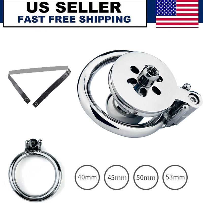 Stainless Steel Inverted Plugged Small Short Men Chastity Device Metal Cage Lock gallery