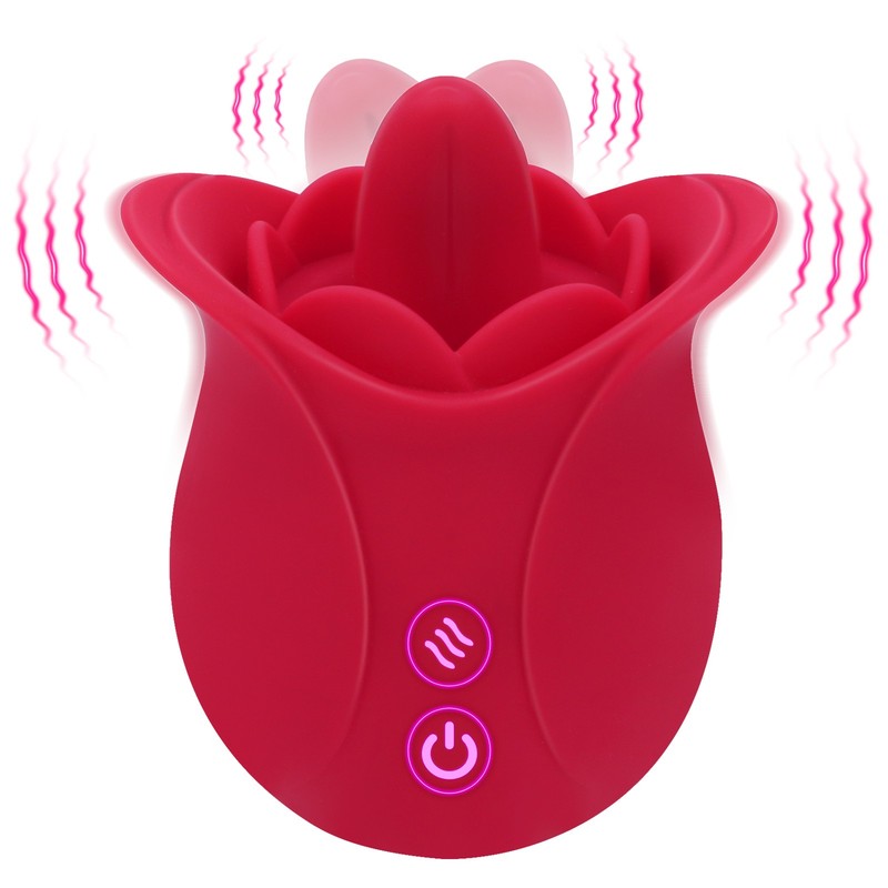 Rose Shaped Tongue Vibrator with 9 Licking for Women Clitoral, Nipple, Vaginal