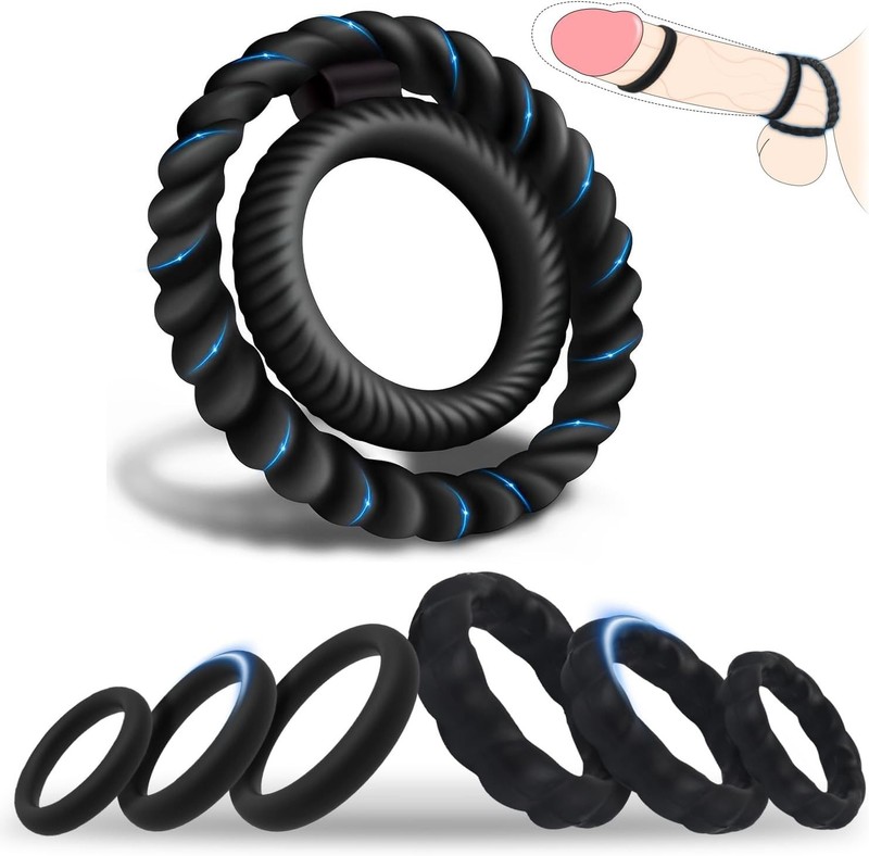 Juego de Anillos Pene Silicona Juguetes Sexuales Para Hombres Pareja Sexual
