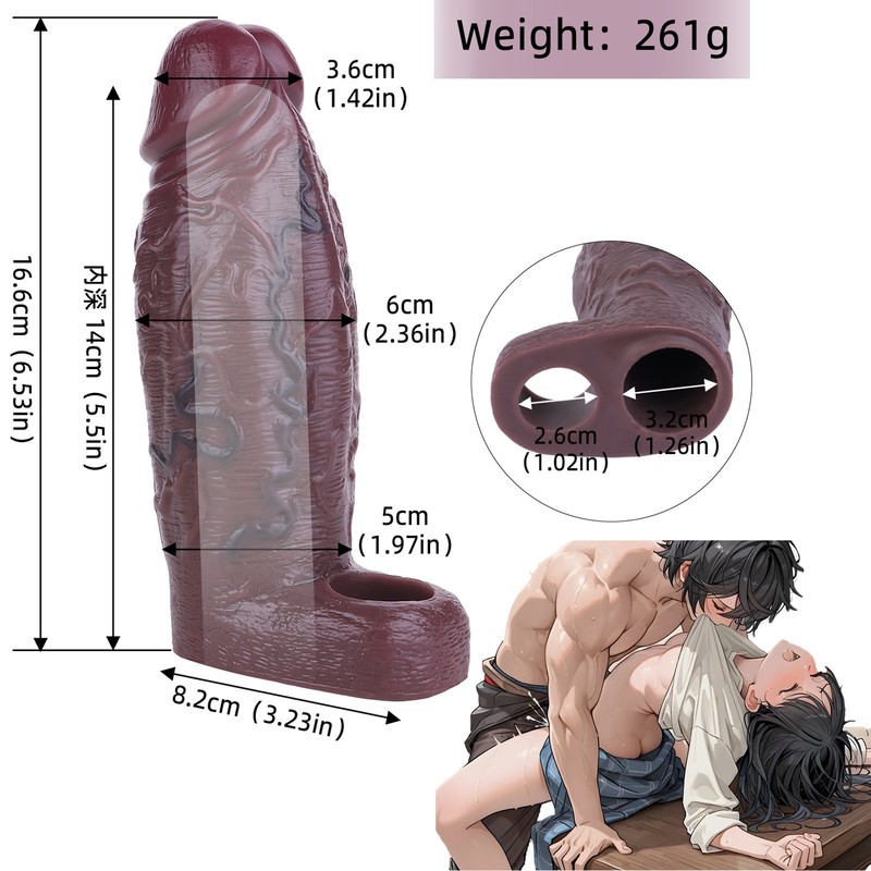 Penis Sheath Male Bigger Sleeve Girth Reusable Condom Extender-Enlarger-Enhancer