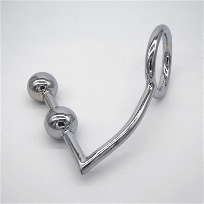 Anillo para el Pene y Gancho Anal de Metal para la Prostata y Estimulacion Culo