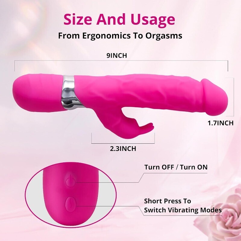 Thrusting Rotating Rabbit Vibrator Dildo G Spot Clit Massager Sex Toys for Women gallery