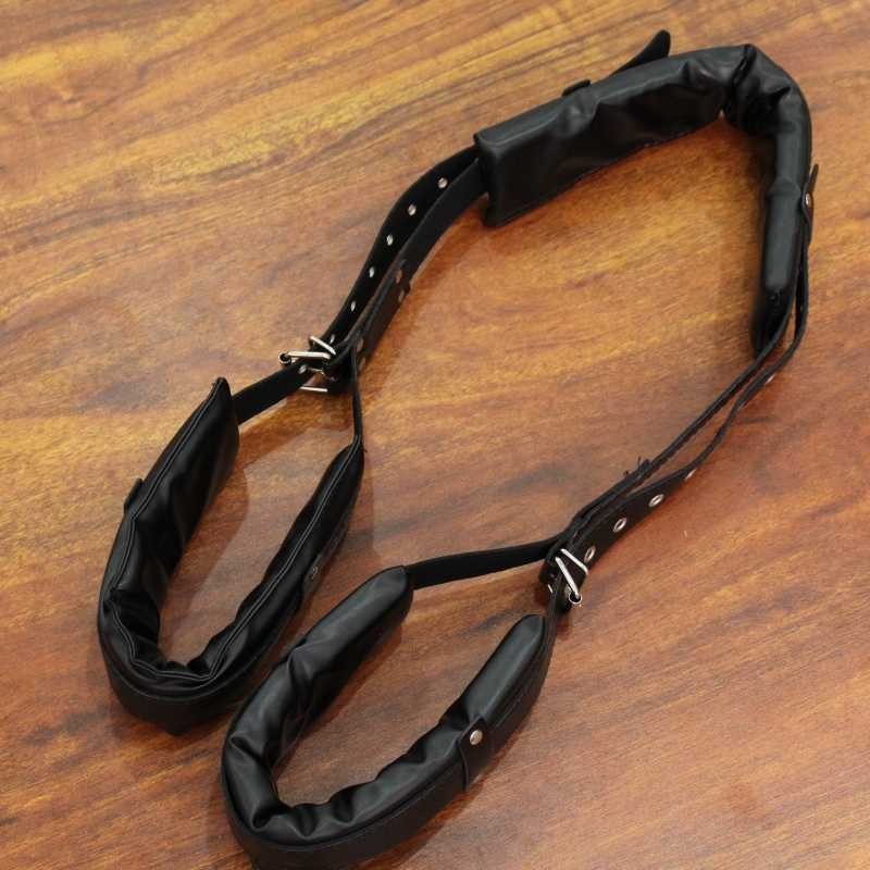Bondage Strap-on Open Legs PU Leather Restraints Body Harness for Adults Sex Toy
