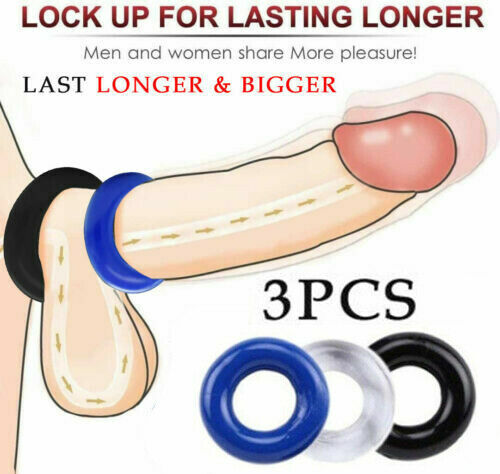 3PCS Cock Ring Stay Hard Penis Enhancer Erectile Dysfunction Sex Toys for Male