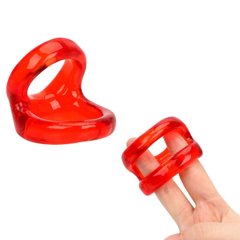 2x Snug Tugger Dual Support Penis Cock and Balls Scrotum Ring Male Enhancer