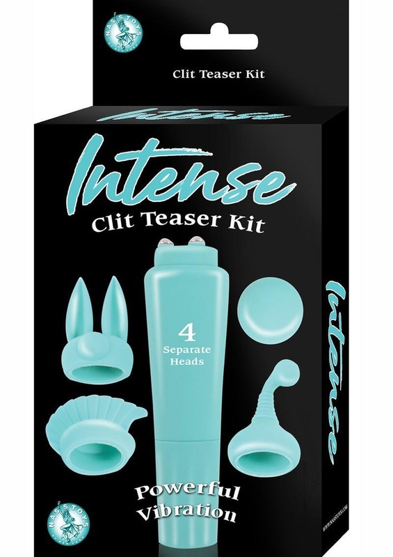Intense Clit Teaser Kit Mini Vibrator with Silicone Attachments – Aqua