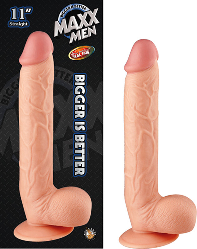 Maxx Men 11inch Real Skin Straight Dong w/ Balls & suction cup Realistic Dildo