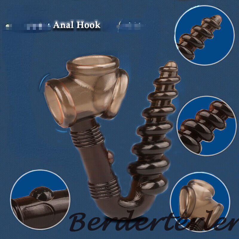 Male Penis Ring & Anal Rattle Screw Tail Plug Hook Cock Tower Erection Enhancer