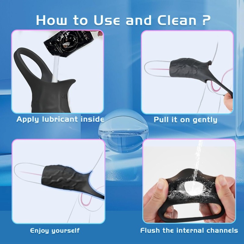 Vibrating Penis Extender Sleeve Cock Ring Vibrator Extension Men Couple Sex Toys gallery