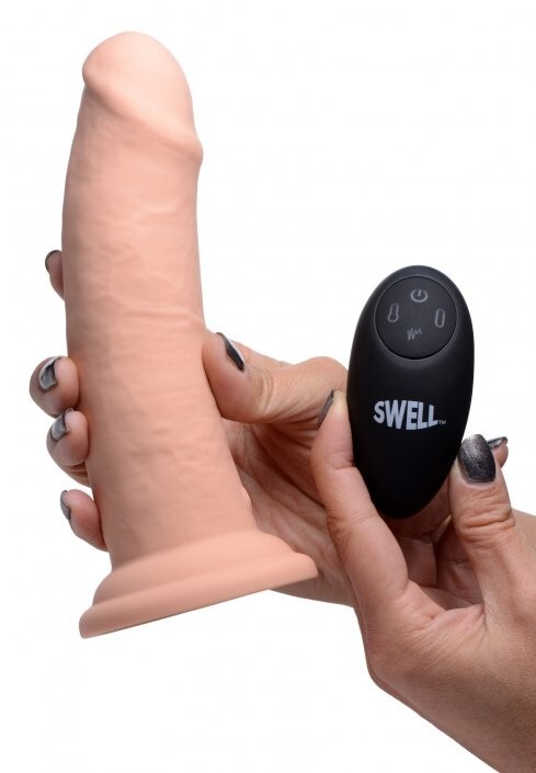 7X Inflatable and Vibrating Remote Control Silicone Dildo - 7 Inch gallery