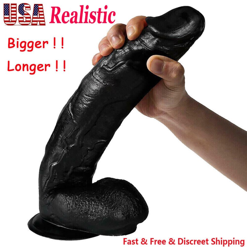 HUGE-Huge-Realistic-Dildo-Black-BBC-Big-Penis-STRONG-Suction-Cup-Sex-Toy-NEW