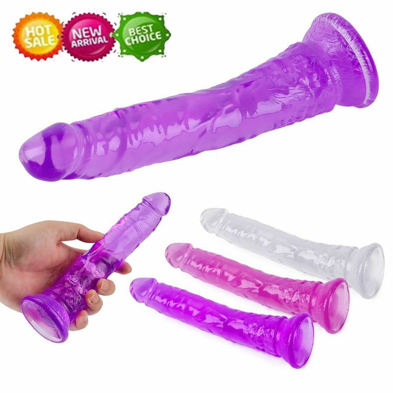 Waterproof Dildo Dong Realistic Soft Jelly Penis Cock Ball Suction Cup Sex Toys