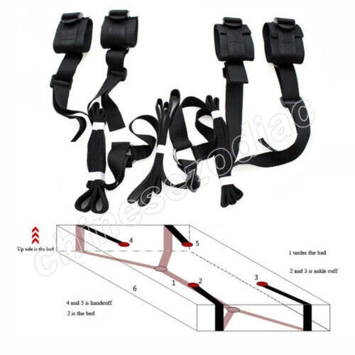 BDSM Tie Gear Kit Bed Handcuffs Ankles Whip For Sex Naked Woman gallery
