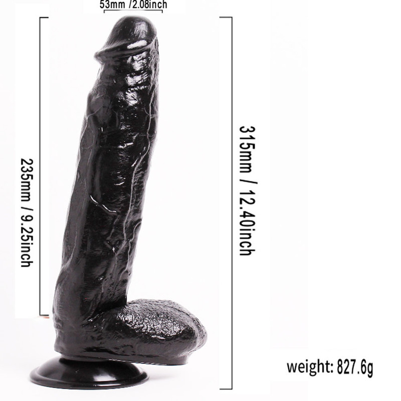Women's Vaginal Anal Massage Black Dildo Sex Toys Large Long Penis Huge Dildo gallery