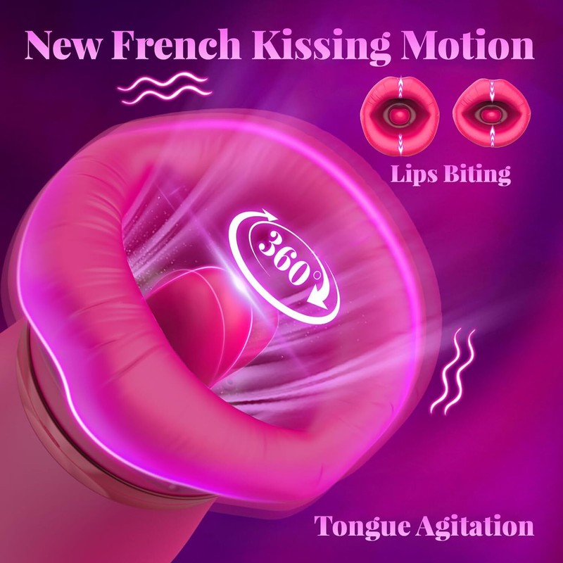 Dildo Vibrator for Women, 5in1 Rose Oral Sex Toy with 10 Tongue Licking gallery
