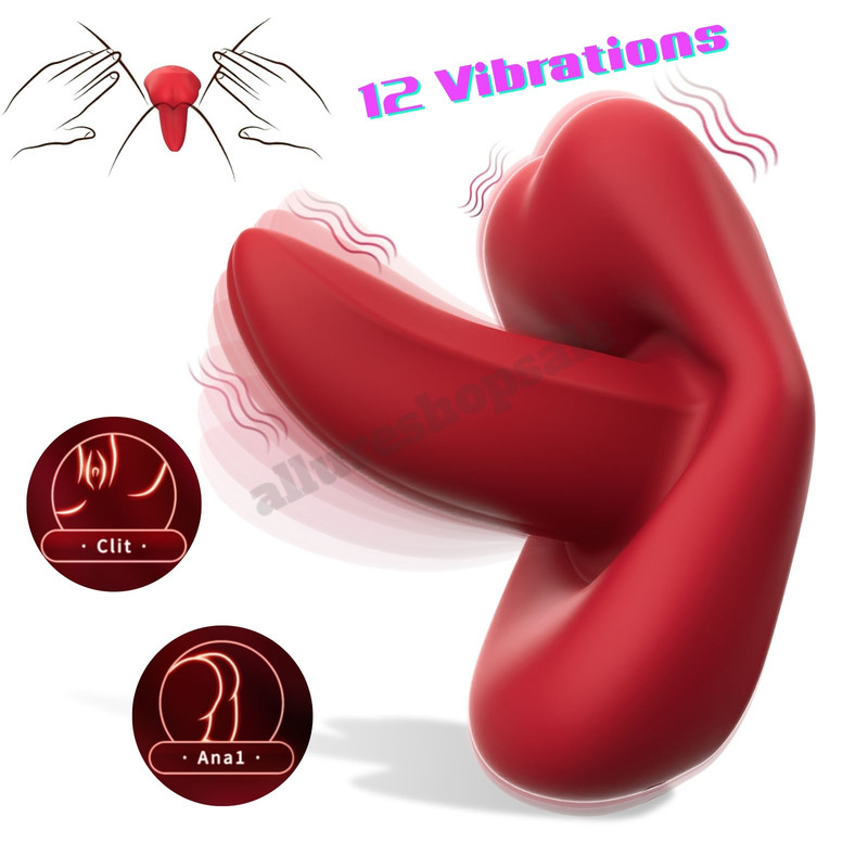Insertable Licking Tongue Vibrator Clit G-Spot Oral Massager Sex Toys Women