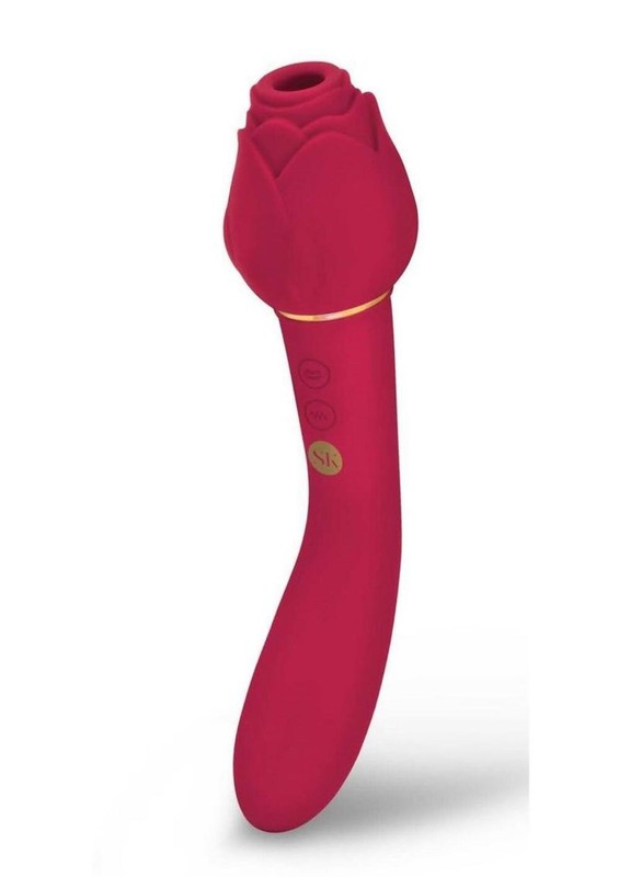 Secret Kisses Rosegasm Twosome Rechargeable Silicone Dual End Vibrator with Clit