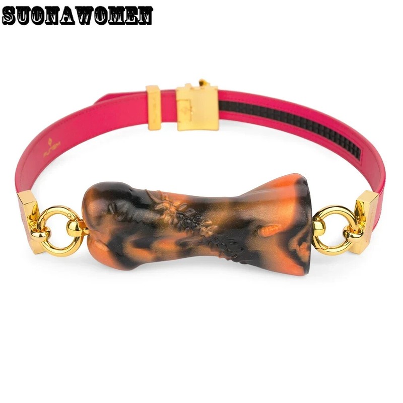 Bondage Gag Genuine Leather Belt Safe Soft Silicone Adult Game Gag Toy For Man gallery