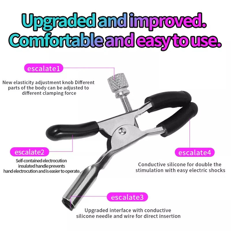 Electric Shocking Control Nipple Clips with Wire E-STIM Accessory Host Set gallery