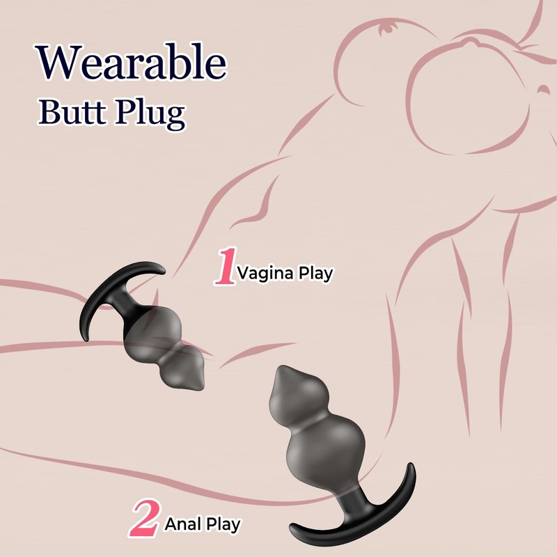 LongTerm Wearable Butt Plug,Silicone Weighted Anal Plug with 2 Balls,Anal Bea... gallery
