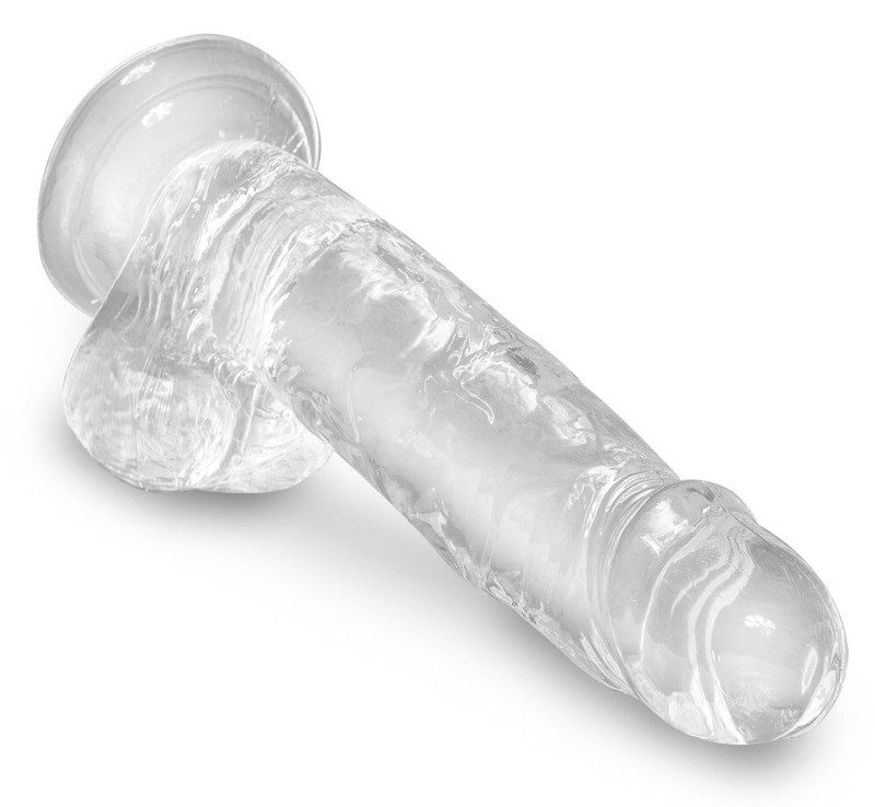 King Cock Clear 7" Cock with Balls & Suction Cup Dildo Clear Silicone TPE gallery