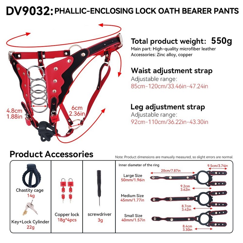 BDSM Set High Grade Harness Belt Leather Chastity Pants Strap-on Cock Cage Male gallery