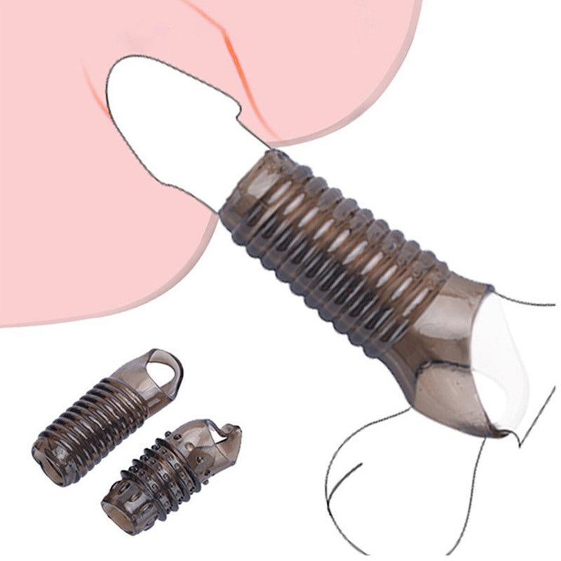 2PCS Cock Ring Glans Penis Girth Enlarger Delayed Ejaculation Sleeve Extender US gallery