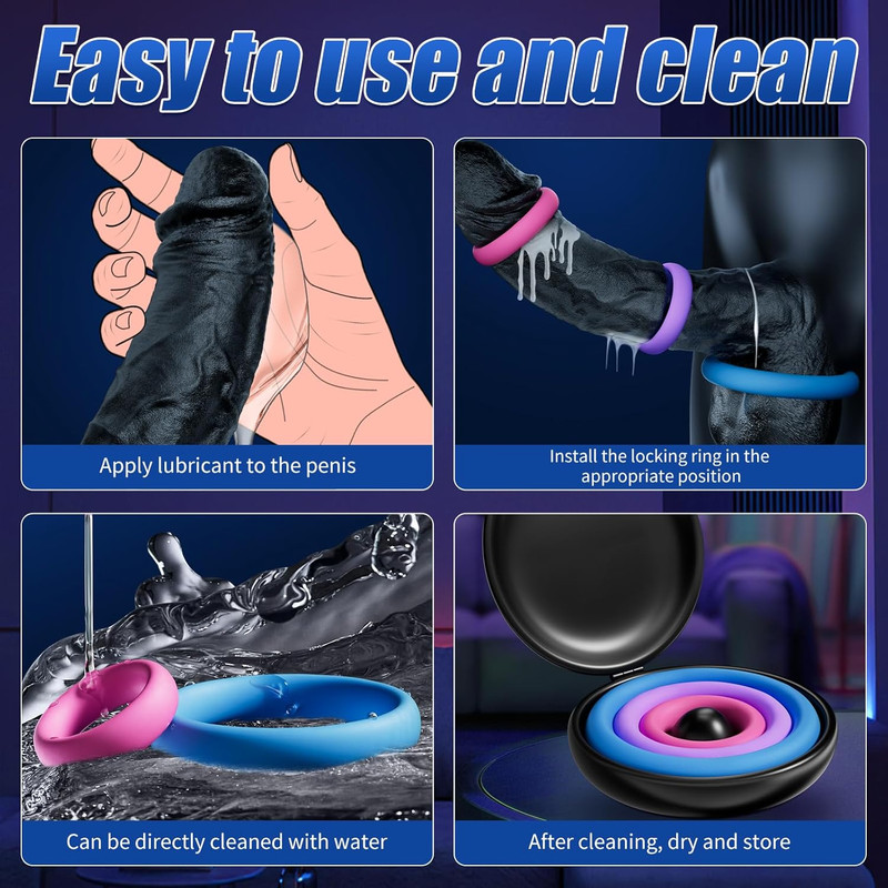 Sex Toys Silicone Cock/Penis Ring - Multi-Coloured Cockring Couples Sex Toy with gallery