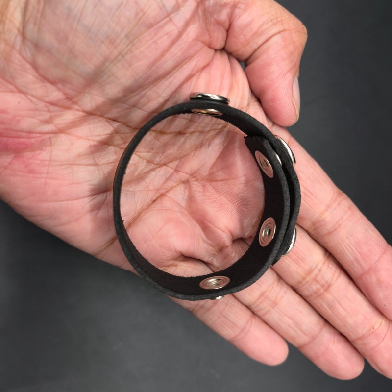 Cock Ring Genuine Leather Black 3 Snap Stainless Snaps Handmade In USA gallery