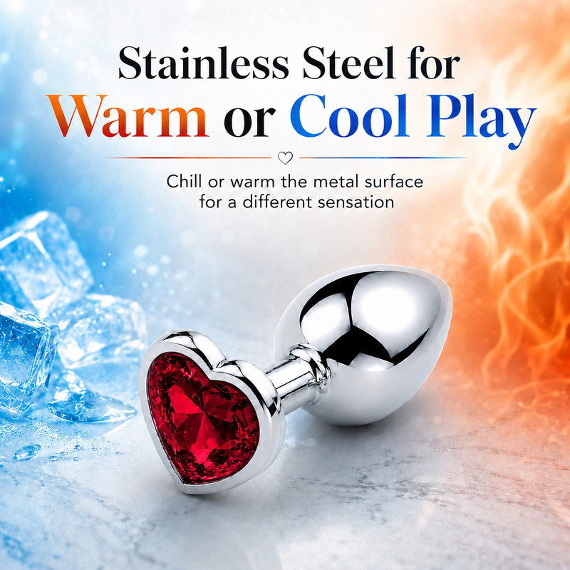 3 Pc Stainless Steel Anal Butt Plug Set Heart Gem Base S M L Adult Toy gallery