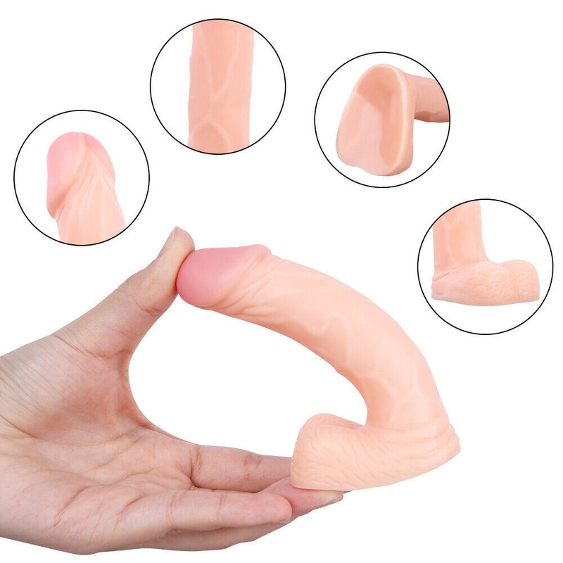 4" Mini Realistic Dildo For Beginners Soft Small Penis Cock Women Men Sex Toys gallery