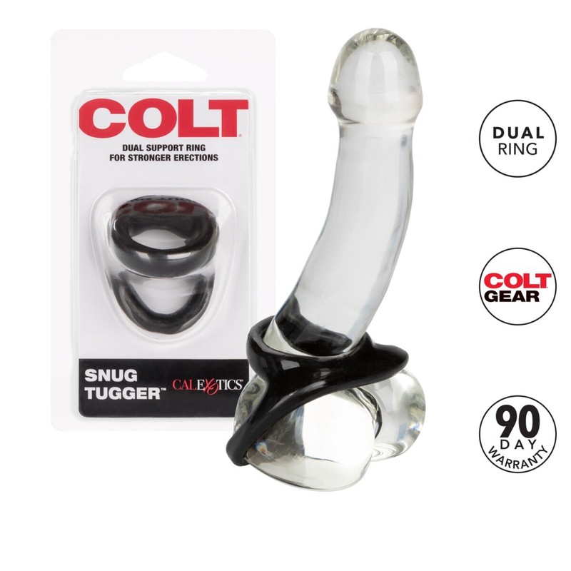 COLT Snug Tugger Black Dual Support Penis Cock Ball Ring Erection Enhancer gallery