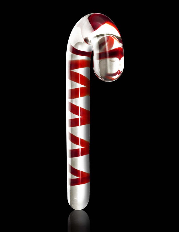Icicles No 59 Candy Cane Glass Massager Dildo Sex Toy Hypoallergenic Clear/Red gallery