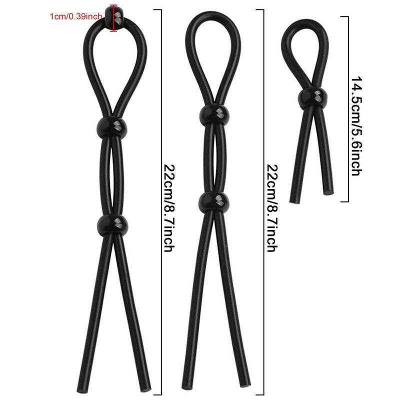 Set of 3 Male Enhancer Stretchy Adjustable Silicone Lasso Penis Cock Ring SML US gallery